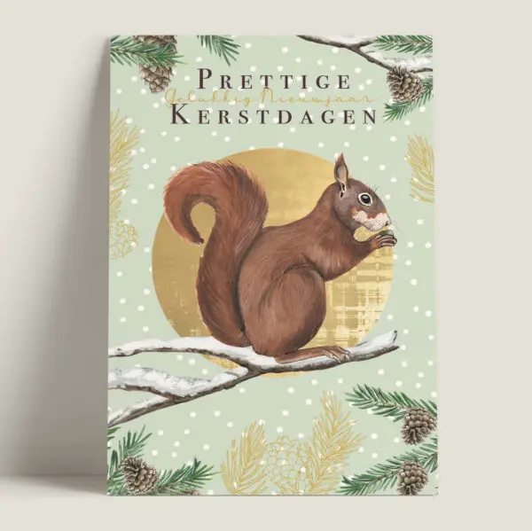 Kerstkaart eekhoorn